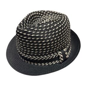 Chicos Woven Fedora Black Ivory hat women’s one size